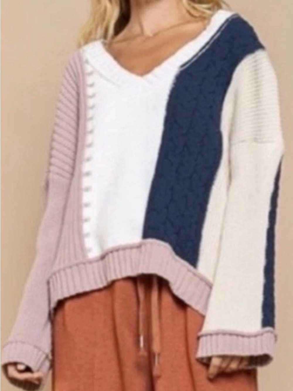 POL COLOR BLOCK SWEATER
